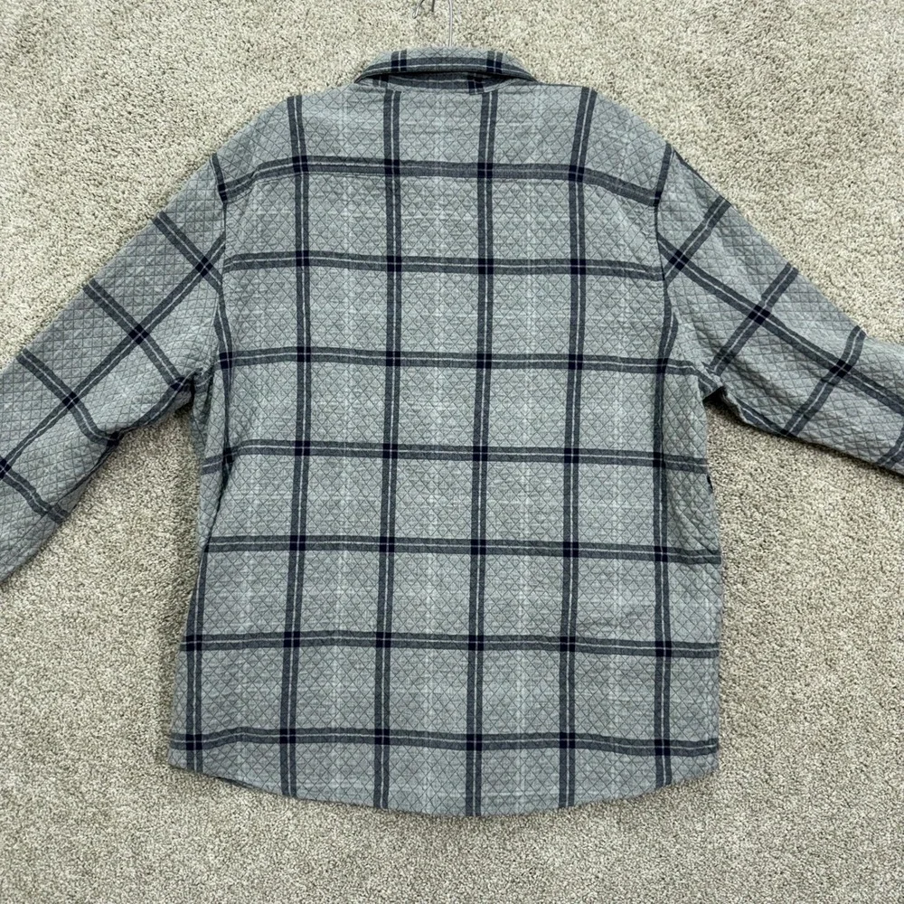 Southern Tide Quilted Shirt Jacket Men XL‎ Gray Plaid Button Up Long Sleeve